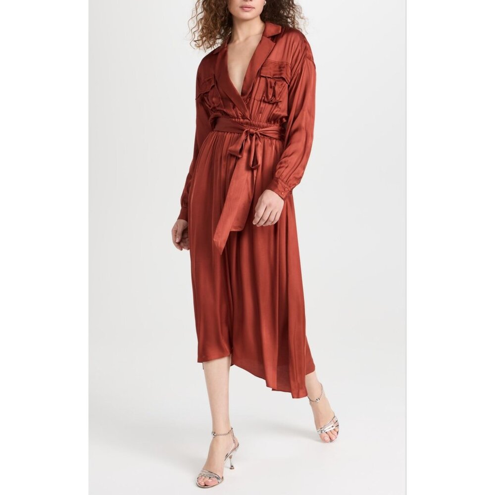 NWT Misa Los Angeles Blair Dress Burnt Orange Midi Trench Style Size S - Picture 1 of 12